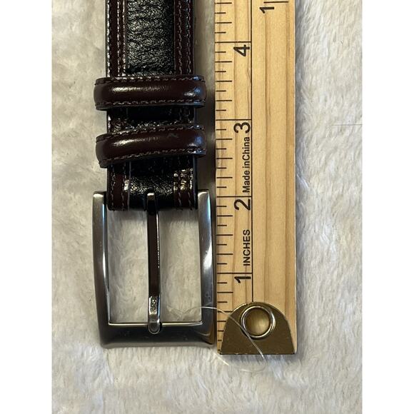 New Johnston Murphy 36 Mens Dress Belt Black Brown Silver Buckle 76-44049 - Picture 4 of 16